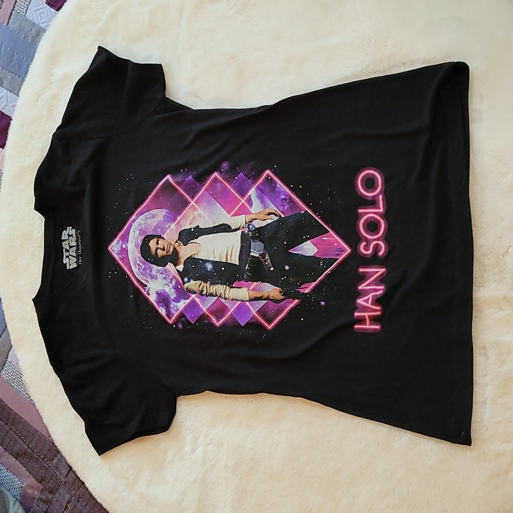 NWOT Disney Star Wars Her Universe Han Solo Black Graphic Casual Tshirt